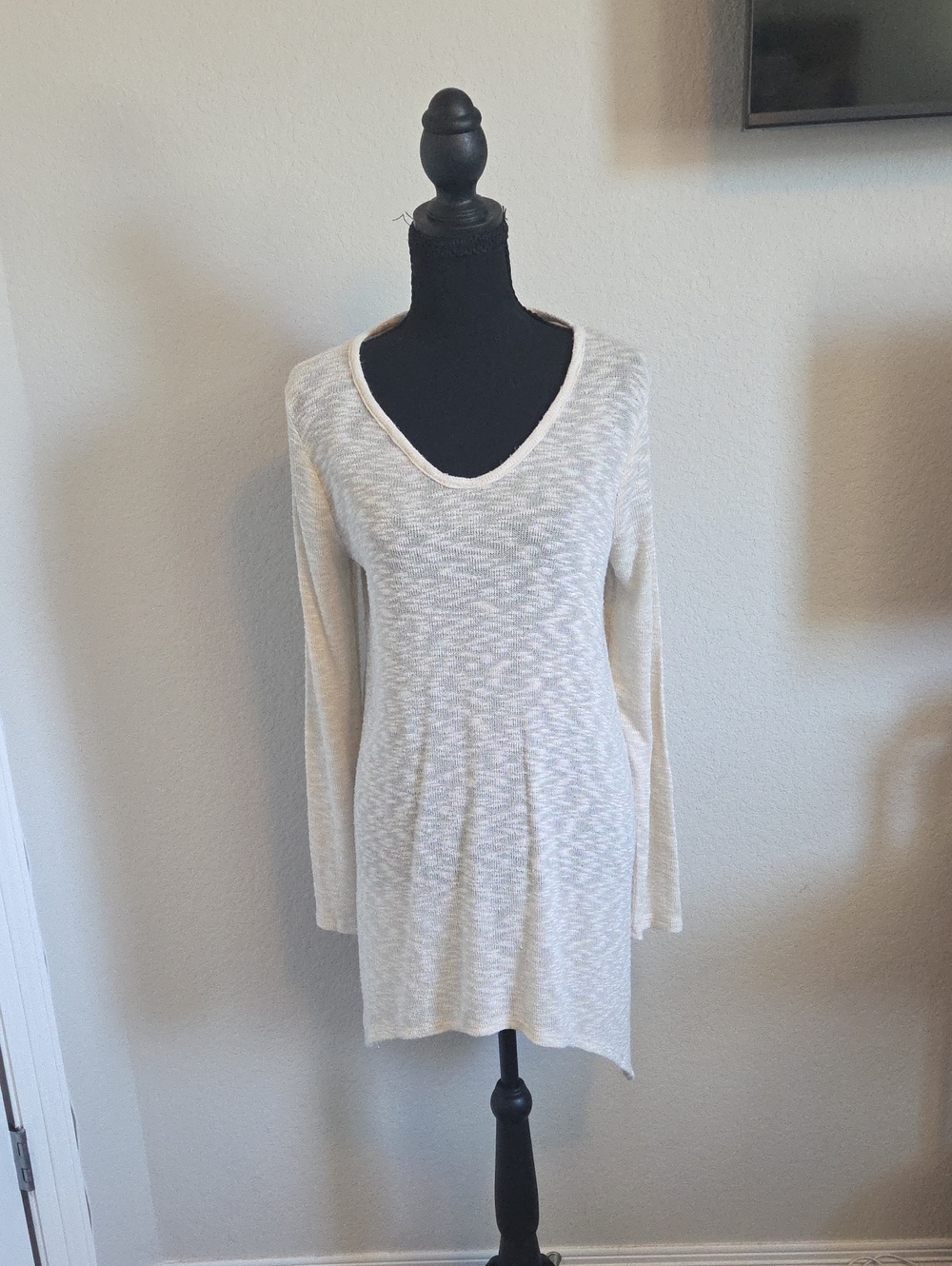 Mudd Cream Space Dye Knit Tunic Top Lightweight Sweater XL